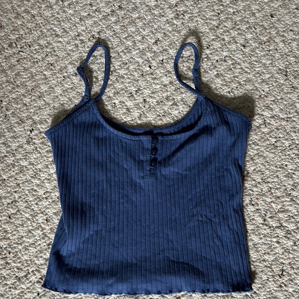 American Eagle Outfitters Blue Ribbed Crop Camisole